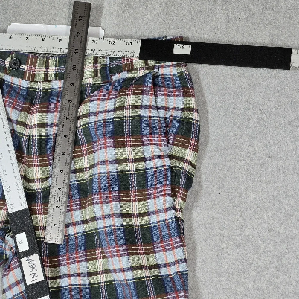 Brooks Brothers Men Shorts W38 Multicolor Cotton Linen Plaid Bermuda